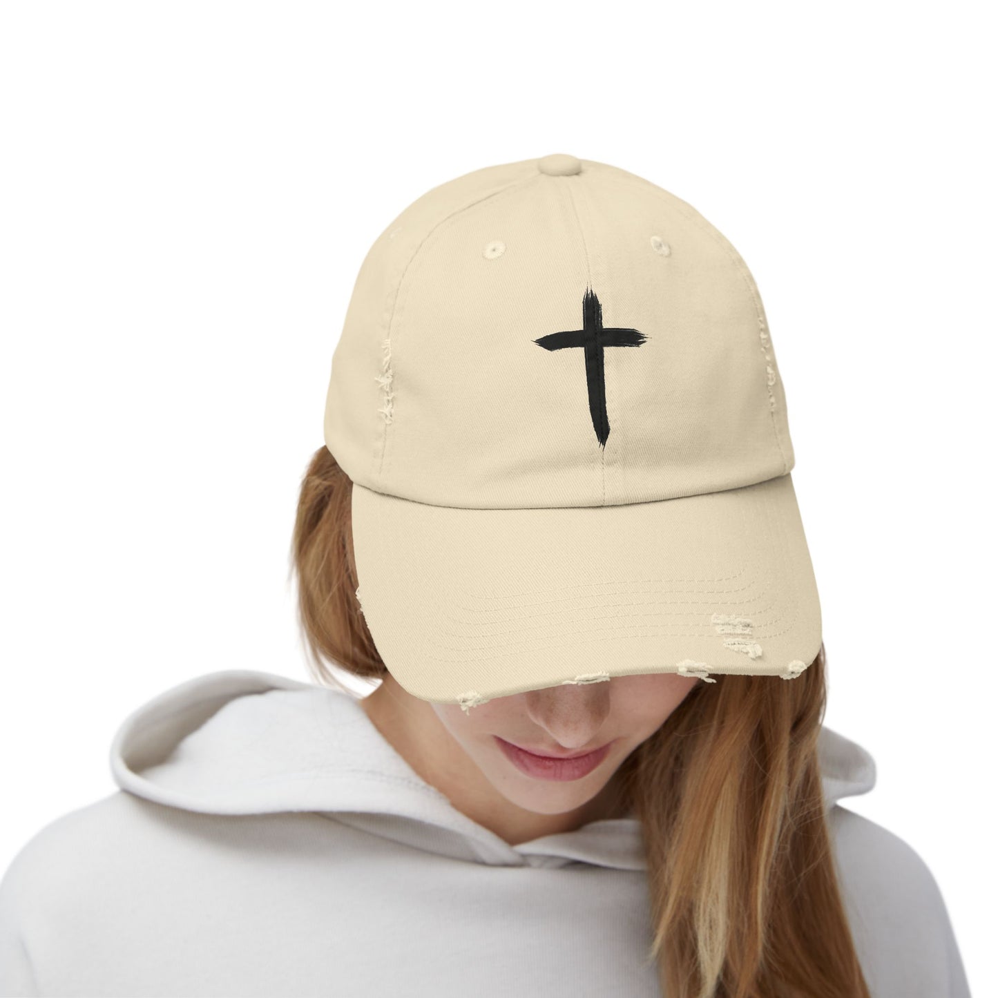 Distressed Cap with Cross