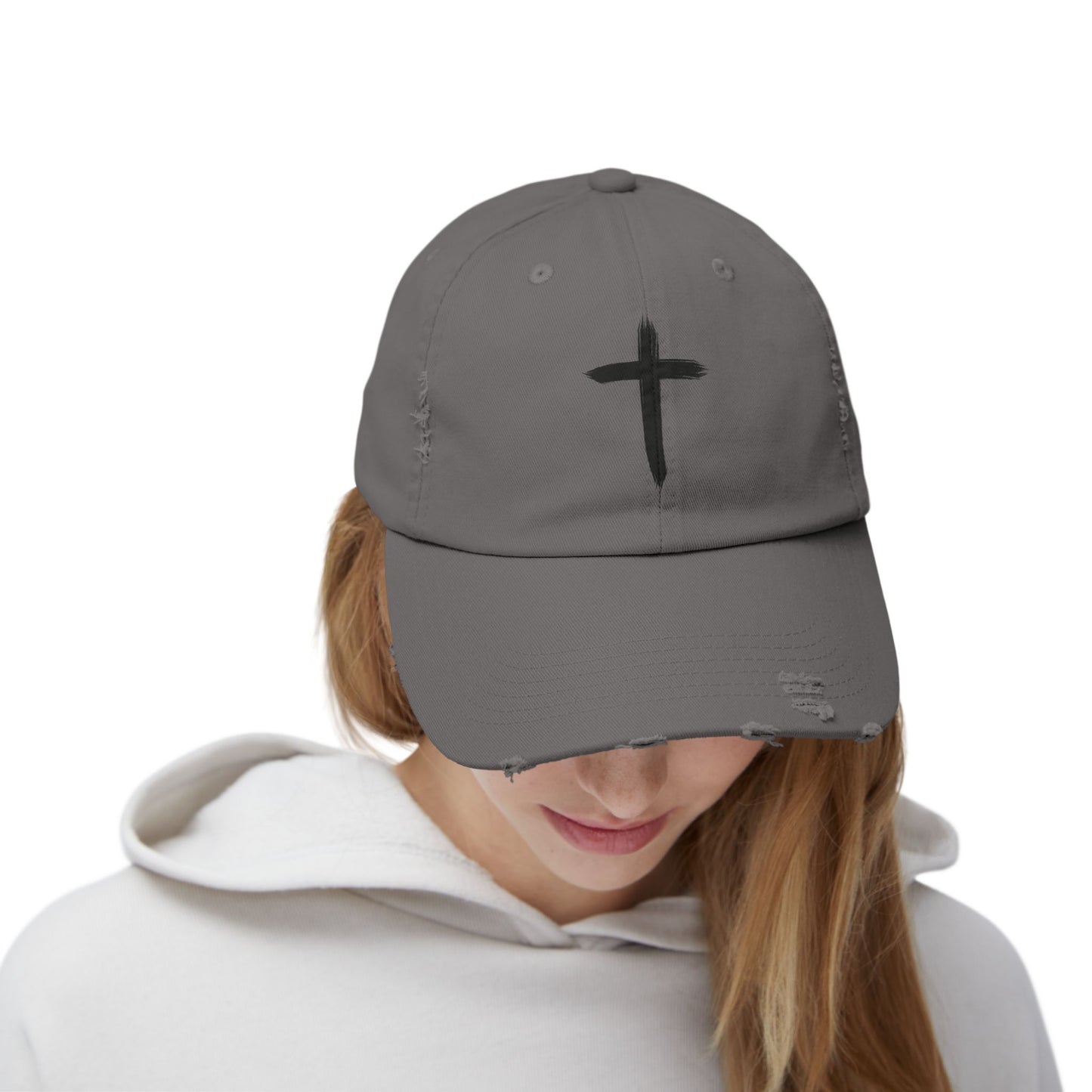 Distressed Cap with Cross