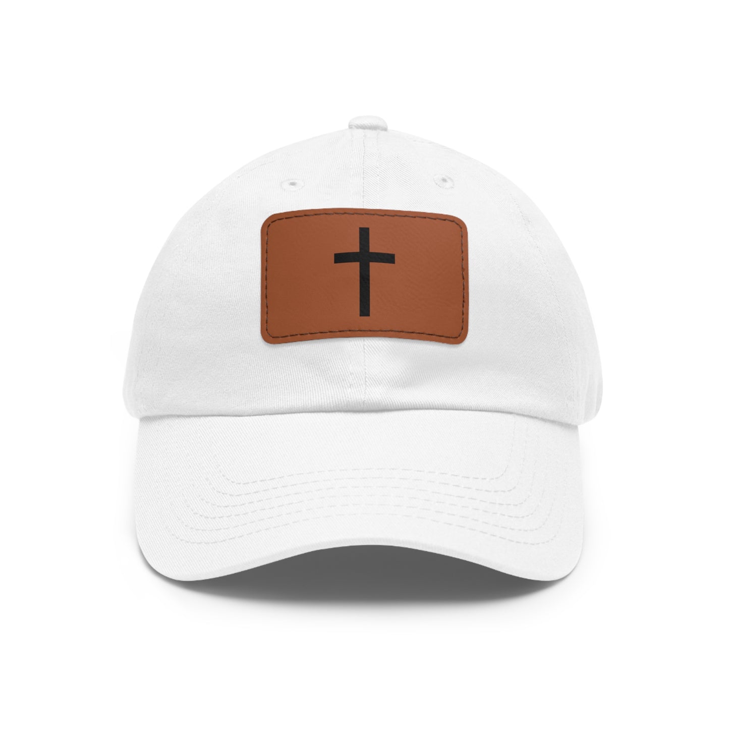 Stylish Dad Hat with Leather Cross Patch, Casual Cap, Unisex Headwear, Gift for Dad, Faith-Based Accessory, Outdoor Hat