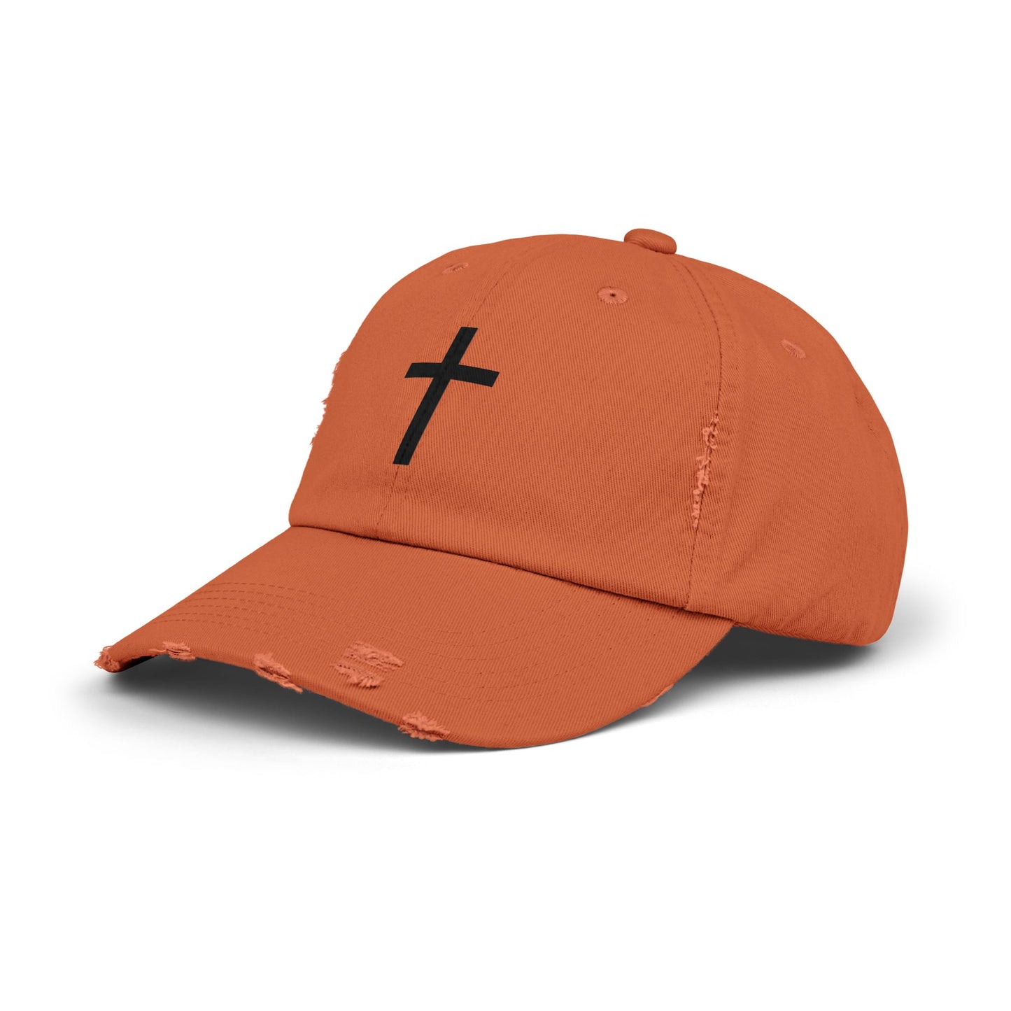 Unisex Distressed Cap with Cross Design, Casual Hat, Vintage Style Cap, Religious Gift, Everyday Wear, Christian Accessories