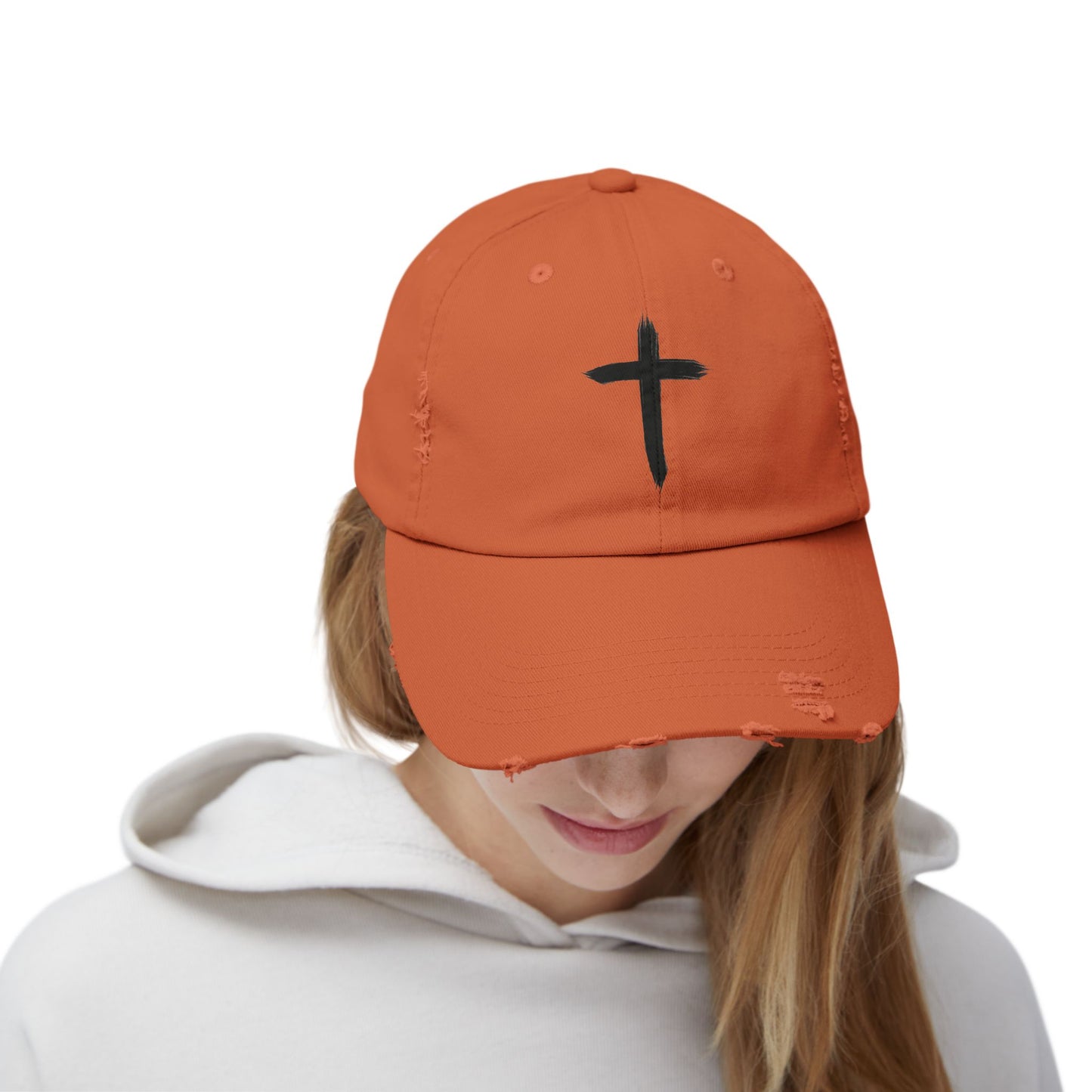 Distressed Cap with Cross