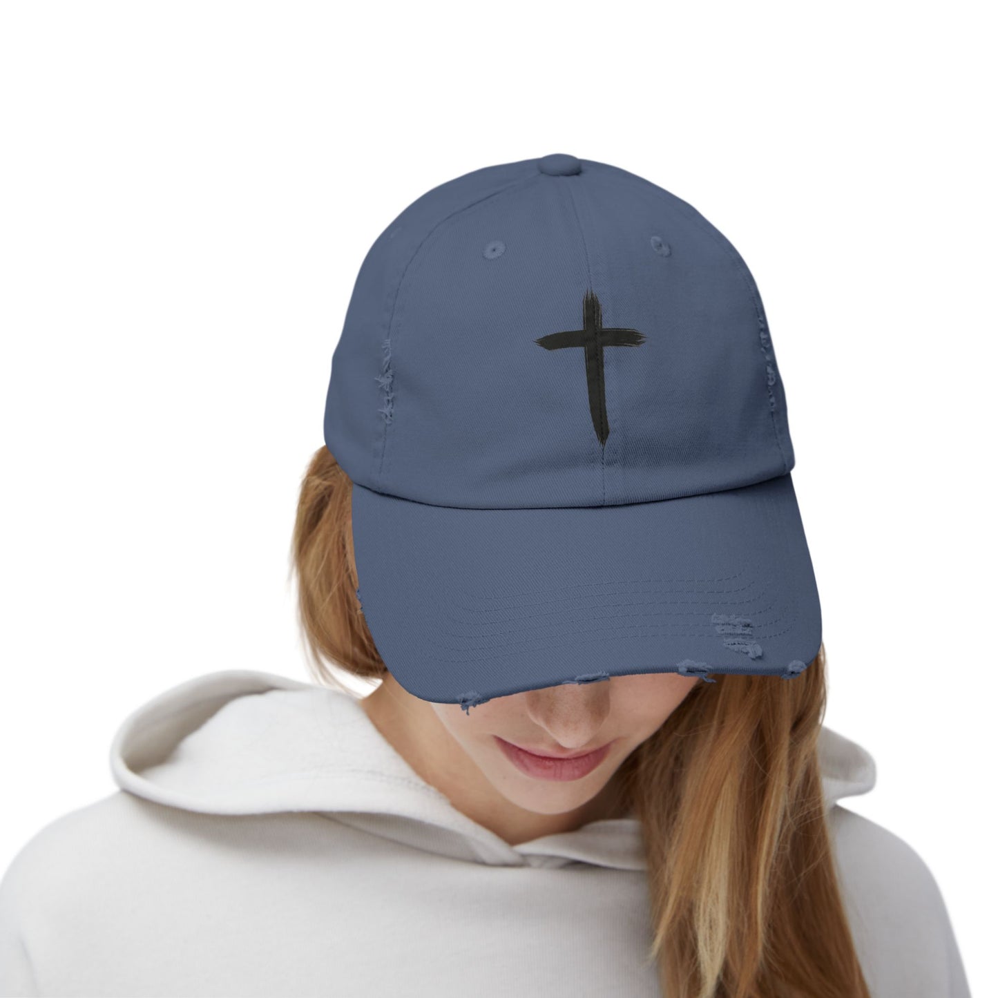 Distressed Cap with Cross