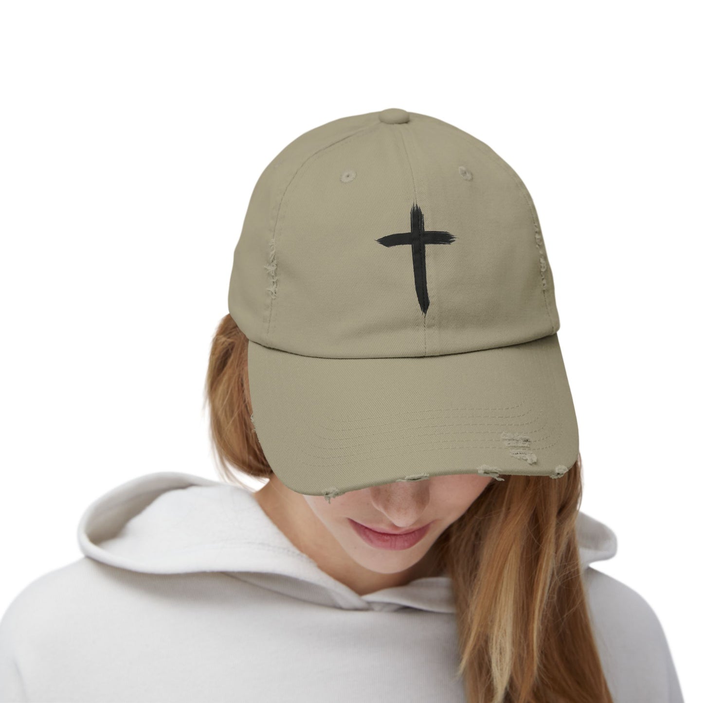 Distressed Cap with Cross