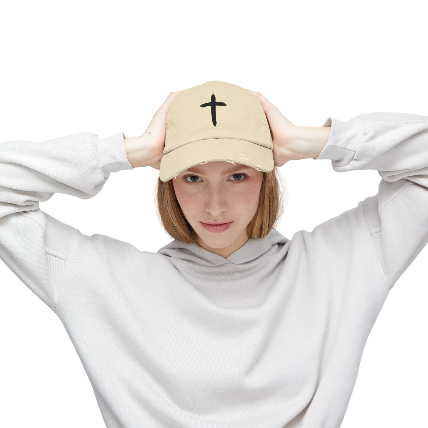 Distressed Cap with Cross